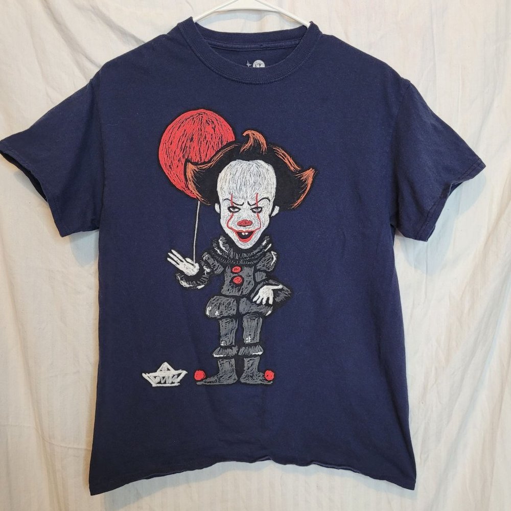 IT Pennywise the Clown Tshirt Navy Blue Size Medium Novelty Print Halloween